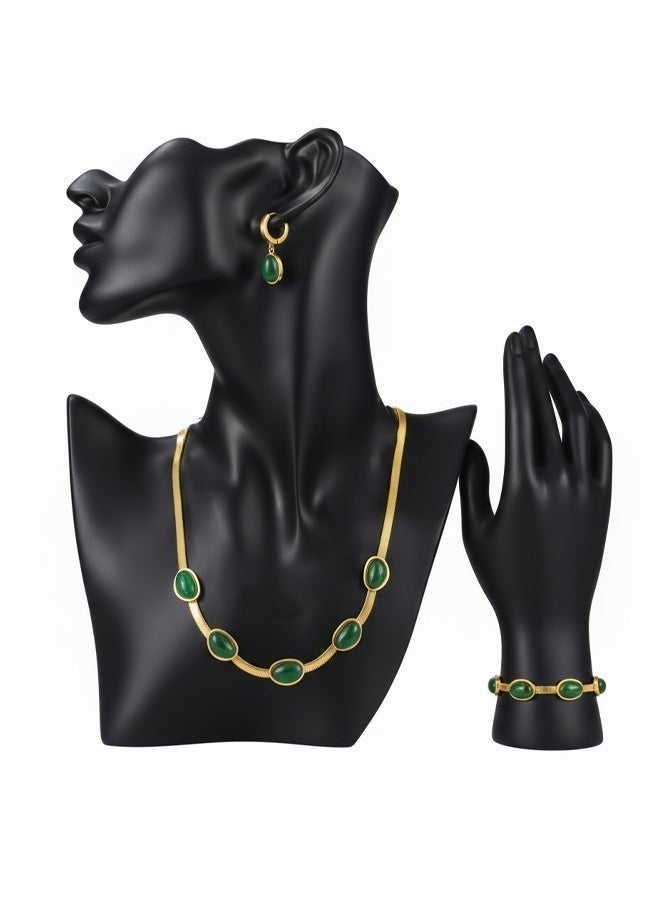 Hilyagems Women's Jewelry Set Emerald Necklace Bracelet Set Wedding Anniversary Birthday Engagement Gift for Bridesmaid & Wife & Girlfriend & Friend - Image 2